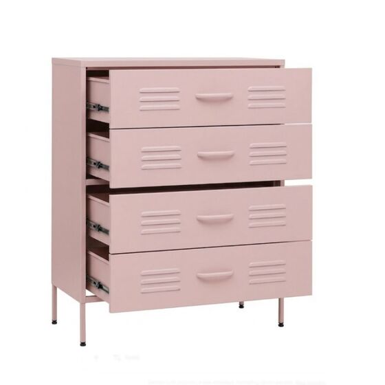 STEELEN COLOR Chest of Drawers 115x35x190cm, 0.8mm Thickness, Indoor Use, with Legs –Baby Pink