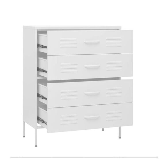 STEELEN COLOR Συρταριέρα 115x35x190cm Πάχους 0.8mm Εσωτερικού Χώρου με Πόδια Cotton White