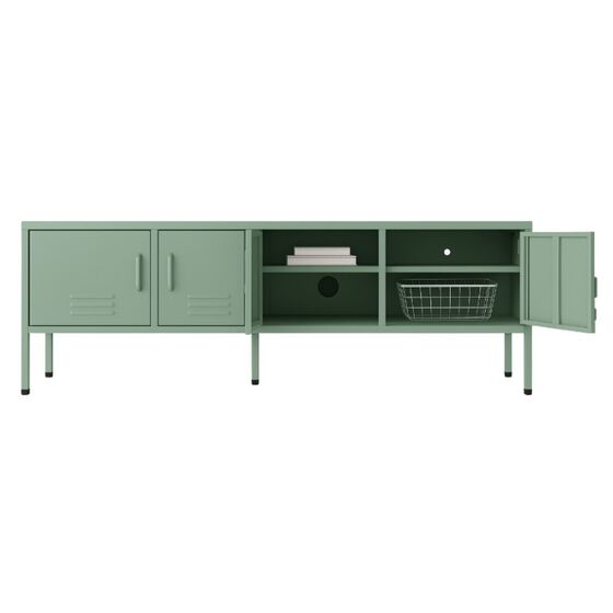 STEELEN COLOR Μεταλλικό Ντουλάπι - Έπιπλο Τηλεόρασης 160x45x55cm Πάχους 0.4mm Εσωτερικού Χώρου με Πόδια Pastel Green