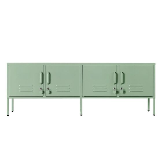 STEELEN COLOR Μεταλλικό Ντουλάπι - Έπιπλο Τηλεόρασης 160x45x55cm Πάχους 0.4mm Εσωτερικού Χώρου με Πόδια Pastel Green