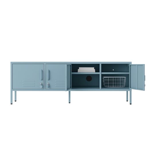 STEELEN COLOR Μεταλλικό Ντουλάπι -Έπιπλο Τηλεόρασης 160x45x55cm Πάχους 0.4mm Εσωτερικού Χώρου με Πόδια Baby Blue