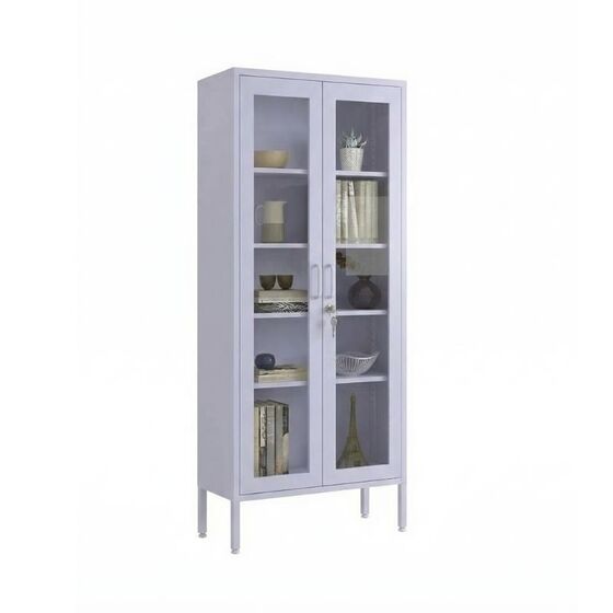 STEELEN COLOR Μεταλλική Ντουλάπα - Βιβλιοθήκη  80x35x190cm Πάχους 0.8mm Εσωτερικού Χώρου με Τζάμι και Πόδια Lilac