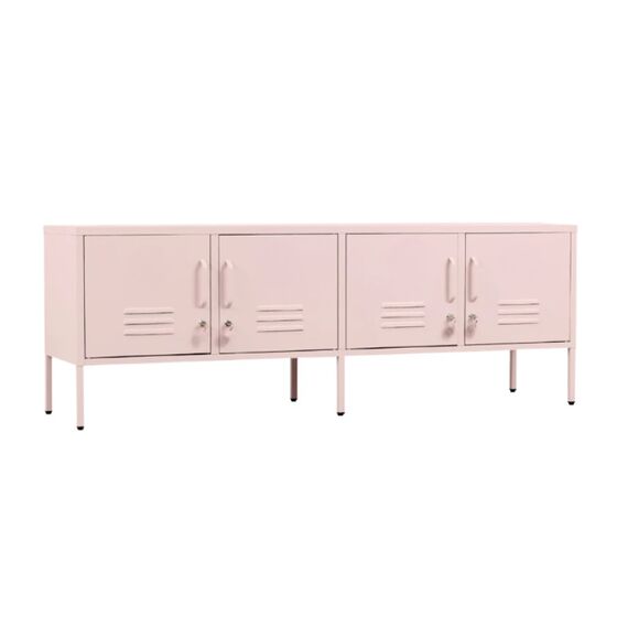 STEELEN COLOR Μεταλλικό Ντουλάπι -Έπιπλο Τηλεόρασης 160x45x55cm Πάχους 0.4mm Εσωτερικού Χώρου με Πόδια Baby Pink