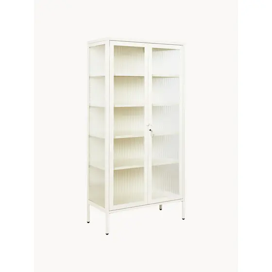 STEELEN COLOR Μεταλλική Ντουλάπα 90x55x190cm Πάχους 0.8mm Εσωτερικού Χώρου με Τζάμι και Πόδια White