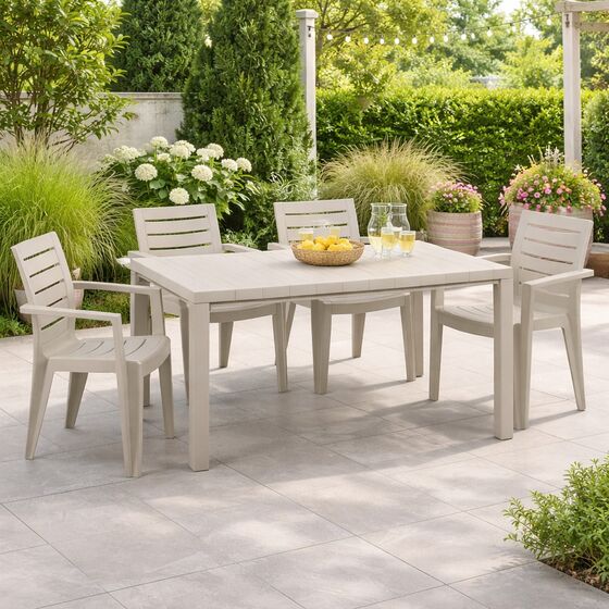 TOOMAX Σετ Τραπέζι DAVIDE + 4 Καρέκλες MAREA Όψη Φυσικού Ξύλου Warm Grey