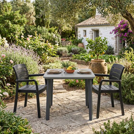 TOOMAX Σετ Τραπέζι ITALIA + 2 Καρέκλες RECANATI Ανθρακί