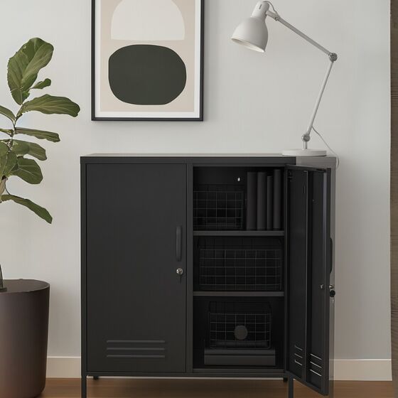 STEELEN COLOR Μεταλλική Ντουλάπα 80x40x90cm Πάχους 0.4mm Εσωτερικού Χώρου με Πόδια Slate Grey