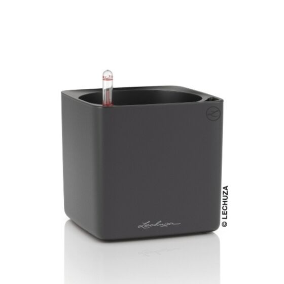 LECHUZA CUBE Premium 16 Επιτραπέζια Γλάστρα 17x17x16cm Αυτοποτιζόμενη με Εσωτερικό Δοχείο Basalt Grey Ματ Γερμανίας