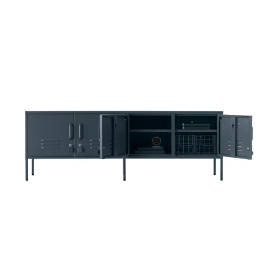 STEELEN COLOR Μεταλλικό Ντουλάπι -Έπιπλο Τηλεόρασης 160x45x55cm Πάχους 0.4mm Εσωτερικού Χώρου με Πόδια Slate Grey