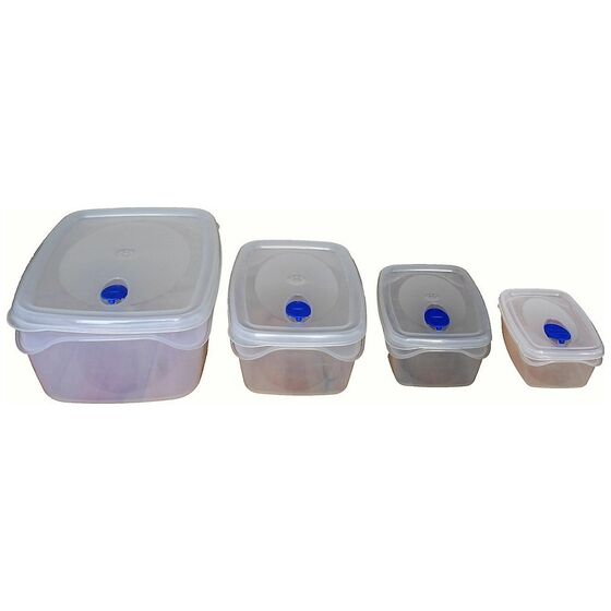 Φαγητοδοχείο Τάπερ Ορθογώνιο Σετ 4 Τεμαχίων με Βαλβίδα BAMA Ιταλίας