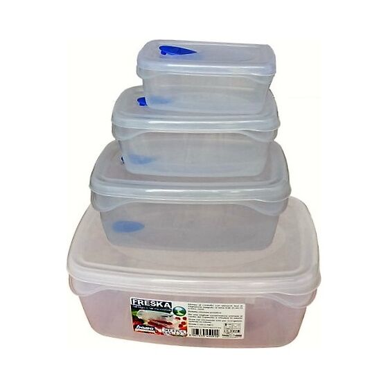 Φαγητοδοχείο Τάπερ Ορθογώνιο Σετ 4 Τεμαχίων με Βαλβίδα BAMA Ιταλίας