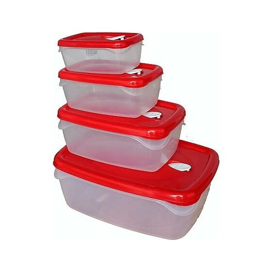 Φαγητοδοχείο Τάπερ Ορθογώνιο Σετ 4 Τεμαχίων με Βαλβίδα BAMA Ιταλίας