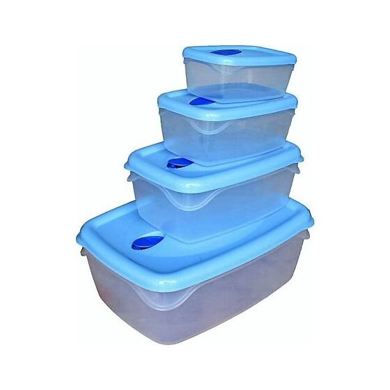 Φαγητοδοχείο Τάπερ Ορθογώνιο Σετ 4 Τεμαχίων με Βαλβίδα BAMA Ιταλίας