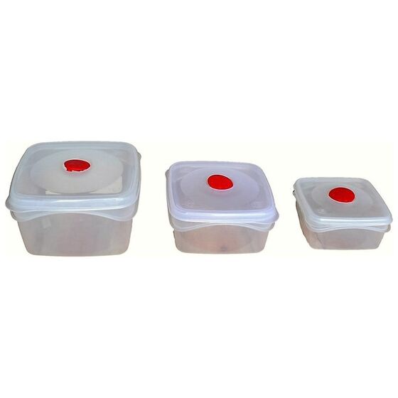 Φαγητοδοχείο Τάπερ Τετράγωνο Σετ 3 Τεμαχίων με Βαλβίδα BAMA Ιταλίας