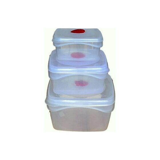 Φαγητοδοχείο Τάπερ Τετράγωνο Σετ 3 Τεμαχίων με Βαλβίδα BAMA Ιταλίας