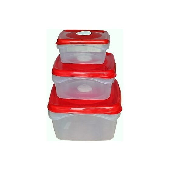 Φαγητοδοχείο Τάπερ Τετράγωνο Σετ 3 Τεμαχίων με Βαλβίδα BAMA Ιταλίας