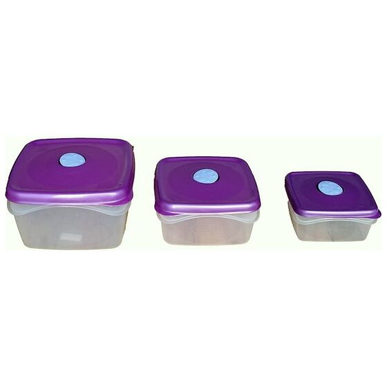 Φαγητοδοχείο Τάπερ Τετράγωνο Σετ 3 Τεμαχίων με Βαλβίδα BAMA Ιταλίας