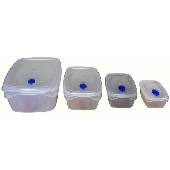BAMA Ιταλίας Φαγητοδοχείο Τάπερ Ορθογώνιο Σετ 4 Τεμαχίων με Βαλβίδα