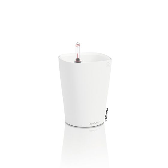 LECHUZA Mini Deltini Επιτραπέζια Γλάστρα 10x10x13cm Αυτοποτιζόμενη με Δοχείο Φύτευσης Λευκή Ματ Γερμανίας