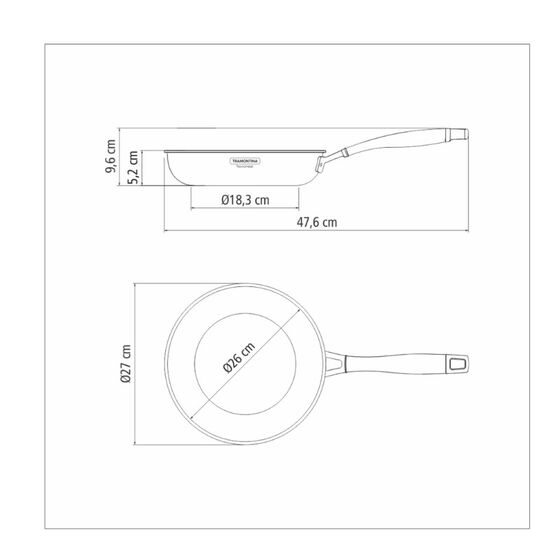 TRAMONTINA Τηγάνι Grano Induction Ø27x9.6cm 2.2L Tri-Ply Body Ανοξείδωτο Ατσάλι με Γραφίτη Κεραμική Επίστρωση 2.2L 1.1kg