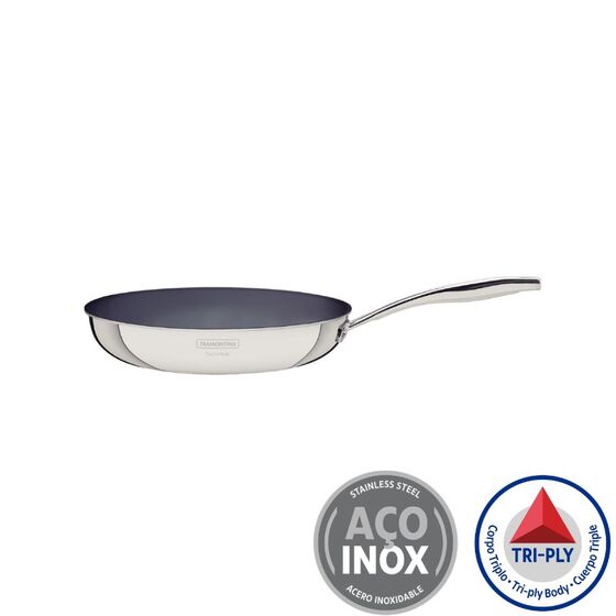 TRAMONTINA Τηγάνι Grano Induction Ø31.6x9cm 3.4L Tri-Ply Body Ανοξείδωτο Ατσάλι με Γραφίτη Κεραμική Επίστρωση 1.42kg