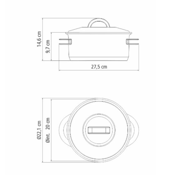 TRAMONTINA Κατσαρόλα Ρηχή Solar Induction Ø20x14.6cm 2.9lt Ανοξείδωτο Ατσάλι με Τριπλή Βάση & Καπάκι 1.4kg