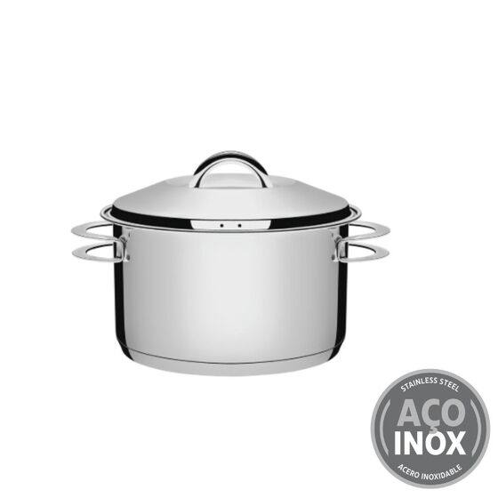 TRAMONTINA Κατσαρόλα Βαθιά Solar Induction Ø24x19.5cm 6.1lt Ανοξείδωτο Ατσάλι με Τριπλή Βάση & Καπάκι 2.9kg