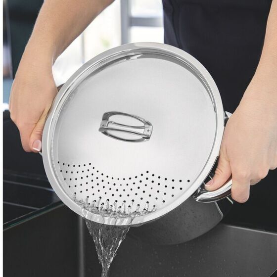 TRAMONTINA Κατσαρόλα Ζυμαρικών Solar Induction Ø24x21.6cm 7.7L Ανοξείδωτο Ατσάλι με Τριπλή Βάση & Καπάκι Στραγγίσματος 2.4kg