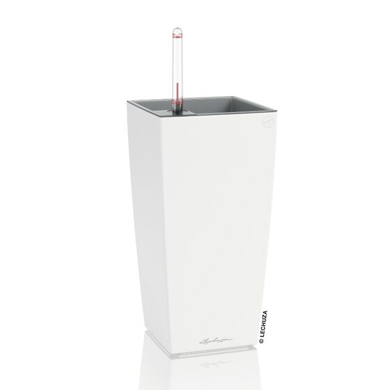 LECHUZA Maxi-Cubi Επιτραπέζια Γλάστρα 14x14x26cm Αυτοποτιζόμενη με Δοχείο Φύτευσης Λευκή Ματ Γερμανίας
