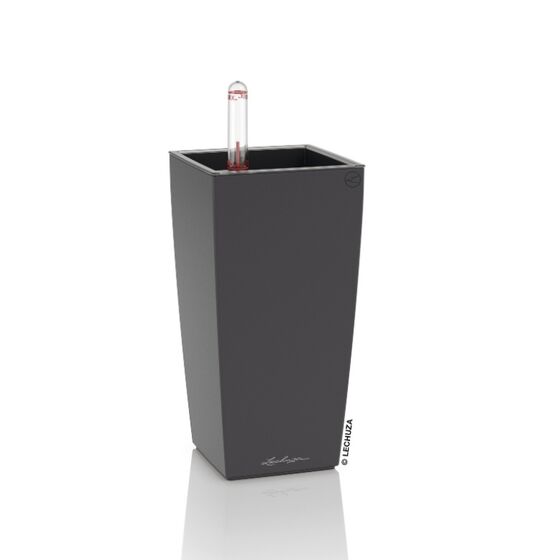 LECHUZA Mini-Cubi Επιτραπέζια Γλάστρα 9.5x9.5x18.5cm Αυτοποτιζόμενη με Δοχείο Φύτευσης Basalt Grey Ματ Γερμανίας