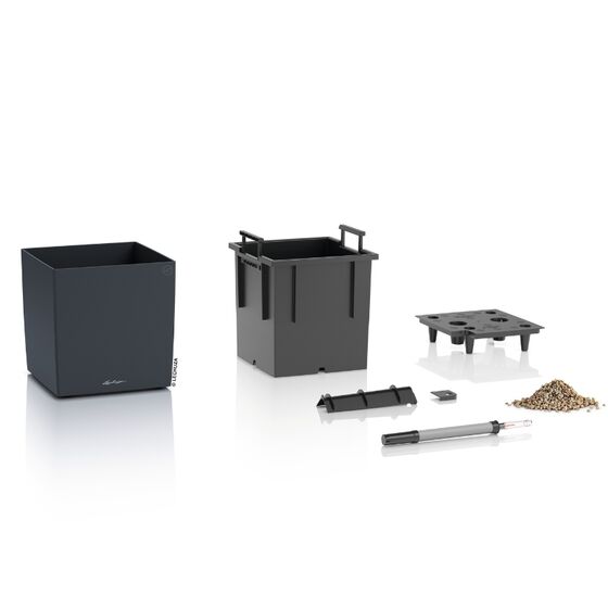 LECHUZA Cube Color 40 Επιδαπέδια Γλάστρα Κύβος 40x40x40cm Αυτοποτιζόμενη με Δοχείο Slate Γερμανίας