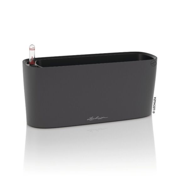 LECHUZA Delta20 Επιτραπέζια Γλάστρα 40x14.6x18cm Αυτοποτιζόμενη με Δοχείο Φύτευσης Basalt Grey Ματ Γερμανίας RedDot Award 2009/Designpreis Deutchland 2010