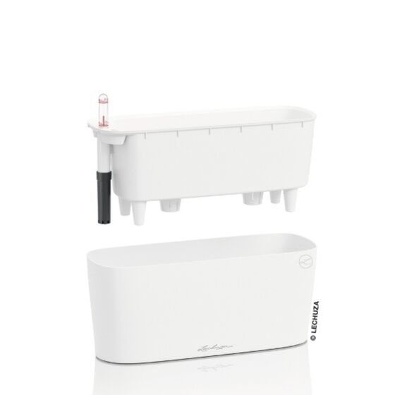 LECHUZA Delta20 Επιτραπέζια Γλάστρα 40x14.6x18cm Αυτοποτιζόμενη με Δοχείο Φύτευσης Λευκή Ματ Γερμανίας RedDot Award 2009/Designpreis Deutchland 2010