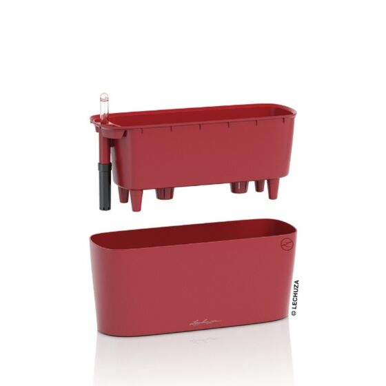 LECHUZA Delta20 Επιτραπέζια Γλάστρα 40x14.6x18cm Αυτοποτιζόμενη με Δοχείο Φύτευσης Κόκκινη Ματ Γερμανίας RedDot Award 2009/Designpreis Deutchland 2010