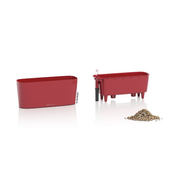 LECHUZA Delta10 Επιτραπέζια Γλάστρα 30x11x13cm Αυτοποτιζόμενη με Δοχείο Φύτευσης Κόκκινη Ματ Γερμανίας RedDot Award 2009/Designpreis Deutchland 2010