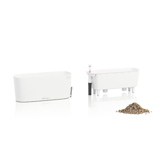 LECHUZA Delta20 Επιτραπέζια Γλάστρα 40x14.6x18cm Αυτοποτιζόμενη με Δοχείο Φύτευσης Λευκή Ματ Γερμανίας RedDot Award 2009/Designpreis Deutchland 2010