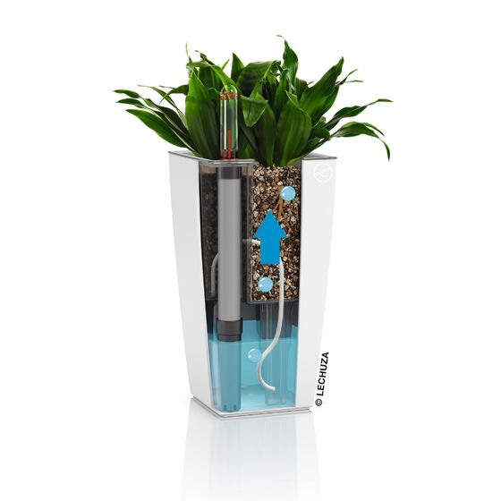 LECHUZA Mini-Cubi Επιτραπέζια Γλάστρα 9.5x9.5x18.5cm Αυτοποτιζόμενη με Δοχείο Φύτευσης Κόκκινη Ματ Γερμανίας