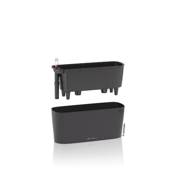 LECHUZA Delta10 Επιτραπέζια Γλάστρα 30x11x13cm Αυτοποτιζόμενη με Δοχείο Φύτευσης Basalt Grey Ματ Γερμανίας RedDot Award 2009/Designpreis Deutchland 2010