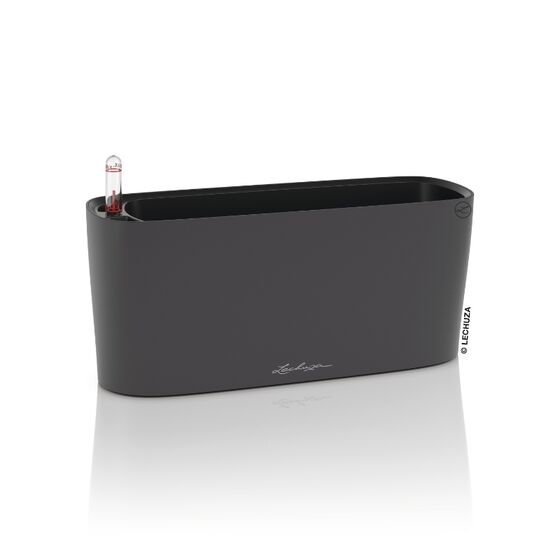 LECHUZA Delta10 Επιτραπέζια Γλάστρα 30x11x13cm Αυτοποτιζόμενη με Δοχείο Φύτευσης Basalt Grey Ματ Γερμανίας RedDot Award 2009/Designpreis Deutchland 2010