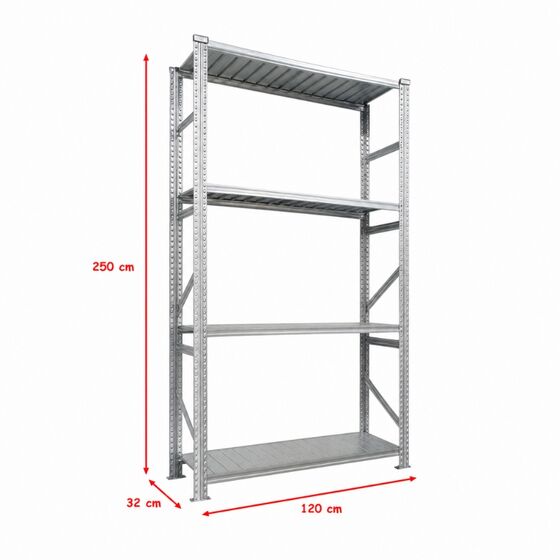 Metalsistem Dexion Γαλβανιζέ Ραφιέρα 120x32x200cm Αντοχή 180kg / Ράφι με 4 Ράφια