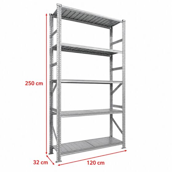 Metalsistem Dexion Γαλβανιζέ Ραφιέρα 120x32x250cm Αντοχή 180kg / Ράφι με 7 Ράφια