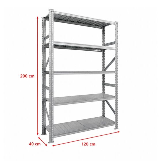 Metalsistem Dexion Γαλβανιζέ Ραφιέρα 120x40x200cm Αντοχή 180kg / Ράφι με 5 Ράφια