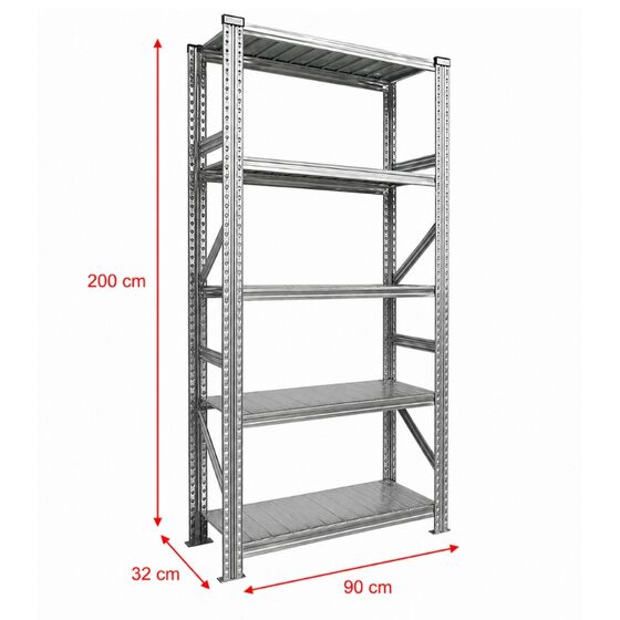 Metalsistem Dexion Γαλβανιζέ Ραφιέρα 90x32x200cm Αντοχή 195kg / Ράφι με 5 Ράφια