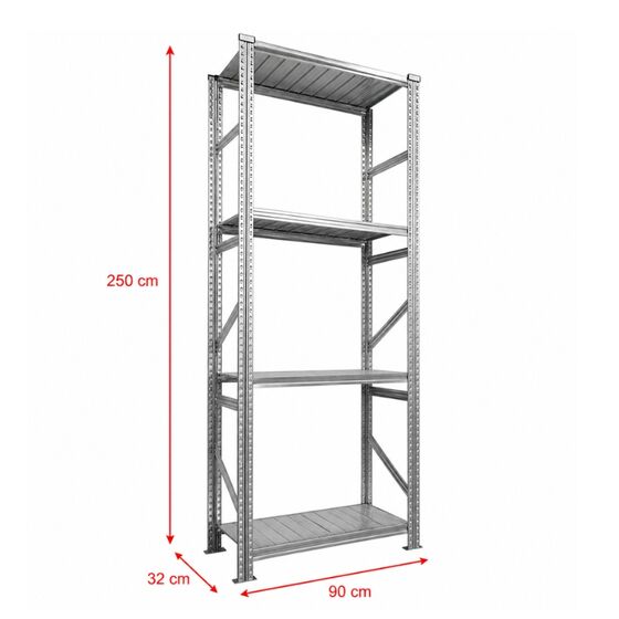 Metalsistem Dexion Γαλβανιζέ Ραφιέρα 90x32x250cm Αντοχή 195kg / Ράφι με 4 Ράφια