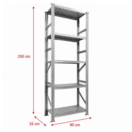 Metalsistem Dexion Γαλβανιζέ Ραφιέρα 90x32x250cm Αντοχή 195kg / Ράφι με 6 Ράφια