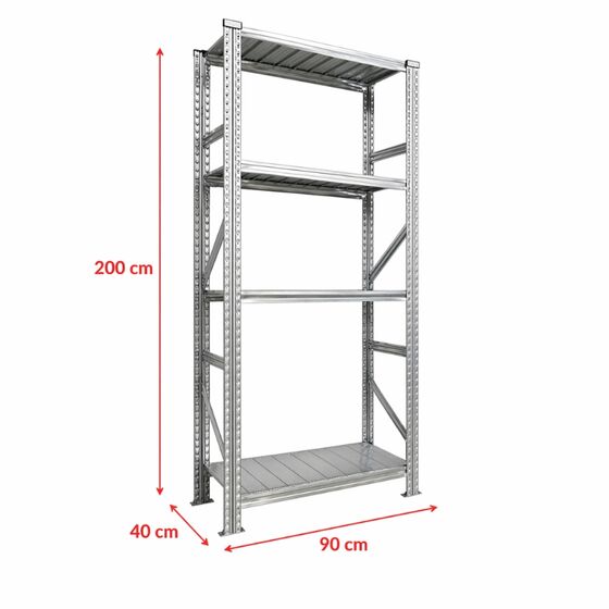 Metalsistem Dexion Γαλβανιζέ Ραφιέρα 90x40x200cm Αντοχή 195kg / Ράφι με 4 Ράφια