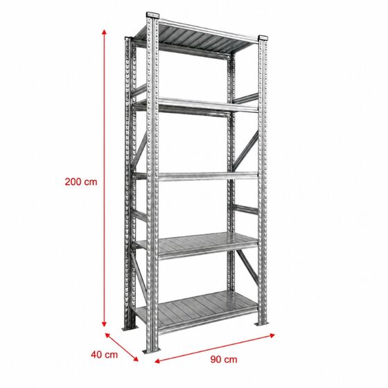 Metalsistem Dexion Γαλβανιζέ Ραφιέρα 90x40x200cm Αντοχή 195kg / Ράφι με 5 Ράφια