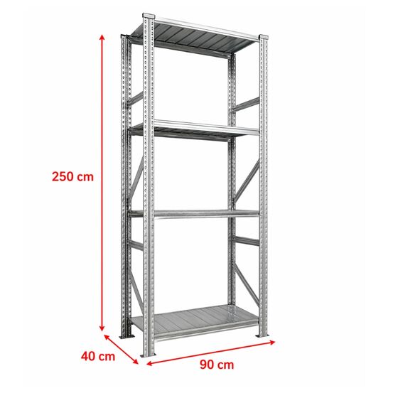 Metalsistem Dexion Γαλβανιζέ Ραφιέρα 90x40x250cm Αντοχή 195kg / Ράφι με 4 Ράφια