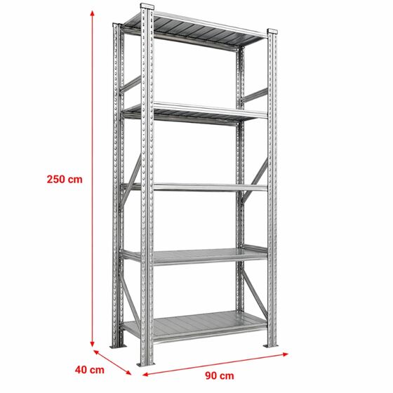 Metalsistem Dexion Γαλβανιζέ Ραφιέρα 90x40x250cm Αντοχή 195kg / Ράφι με 7 Ράφια