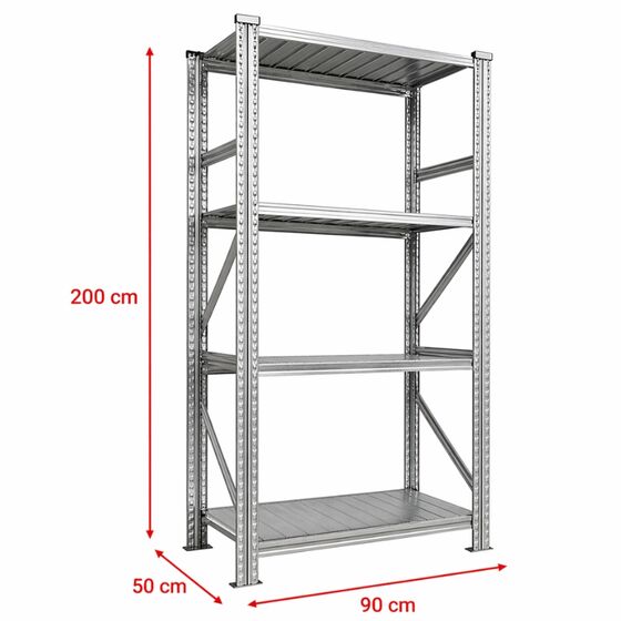 Metalsistem Dexion Γαλβανιζέ Ραφιέρα 90x50x200cm Αντοχή 155kg / Ράφι με 4 Ράφια